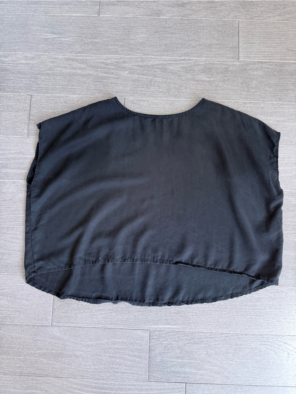 OFF ON Black Tencel Oversize Cropped Blouse Boxy Boat Neck Top XXS/XS Offon - Picture 11 of 15